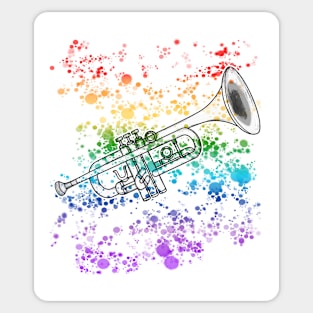 Trumpet Rainbow Colours Trumpeter Brass Musician Sticker